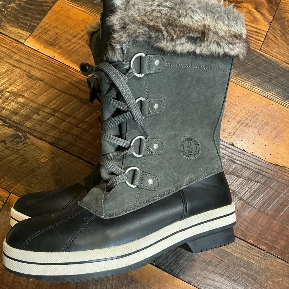 G.H. Bass & Co. Juno Duck Boots | Women’s Size 11M | Gray & Black Faux Fur Trim